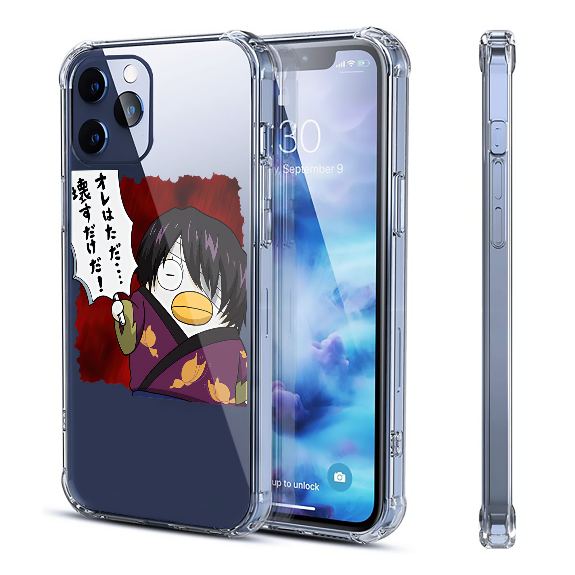 （画像用） ぎんたま 坂田銀時（さかたぎんとき） 神楽 志村新八（しむら しんぱち） GINTAMA Sakata Gintoki Kagura Shimura Shinpachi 【iPhone 12シリーズ対応】透明スマホケース（クリアソフトケース）